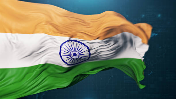 Flag of India on dark blue background