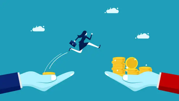 Vector illustration of Jump into a high paying job. change job. business concept vector