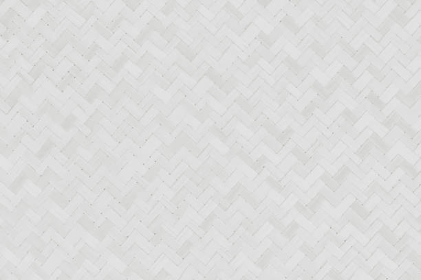 istock Old white bamboo weave texture background, pattern of woven rattan mat in vintage style. 1406916959