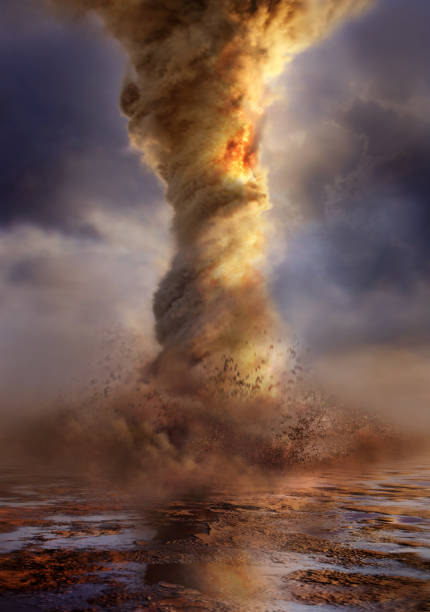 istock View of a large tornado, 3d animation 1406917490