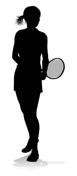 illustrations, cliparts, dessins animés et icônes de femme de joueur de sport de silhouette de tennis - tennis racket ball isolated
