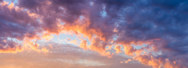 istock Panoramic view of  Sunset  Sunrise Sundown Sky with colorful clouds,  panorama sky without any birds 1406920331