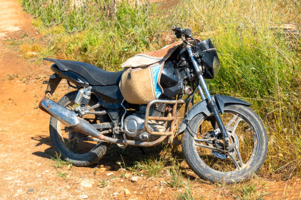 istock Vintage motorcycle in garden 1406922056