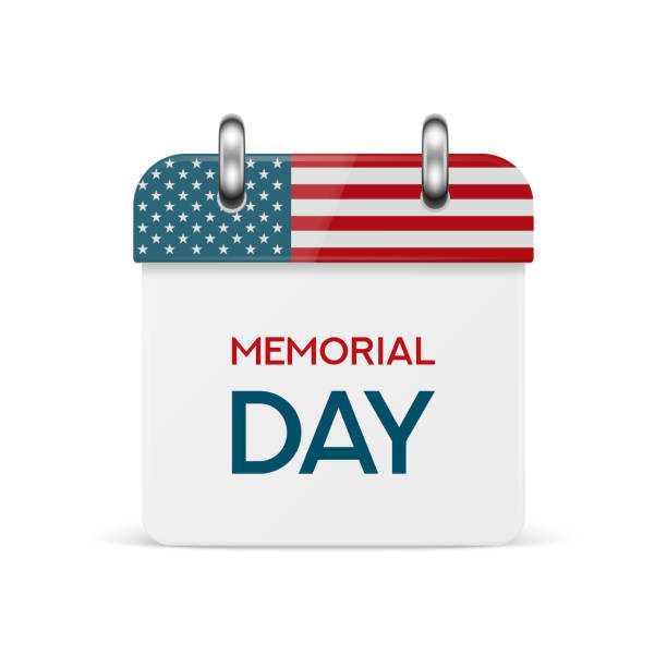 istock Vector 3d Realistic Memorial Day Paper Classic Simple Minimalistic Calendar Icon with US Flag Colors. Design Template for Memorial Day Card, Banner, Wall Calendar, Background 1406925900