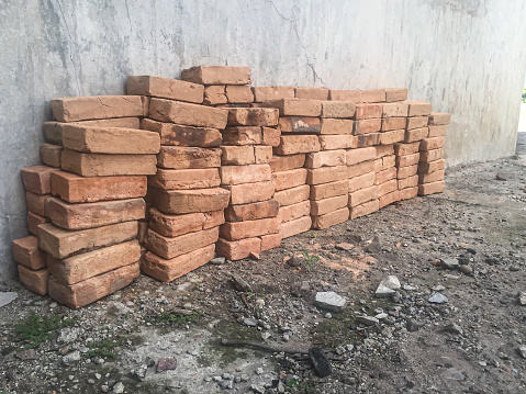 stacked red bricks background
