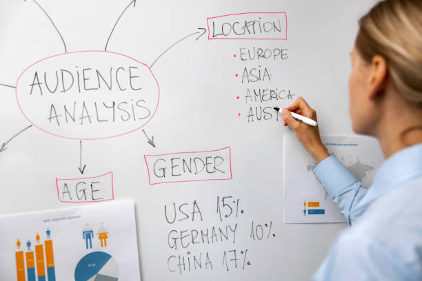 istock marketing strategy. analyst writing business audience analysis data on whiteboard 1406930742