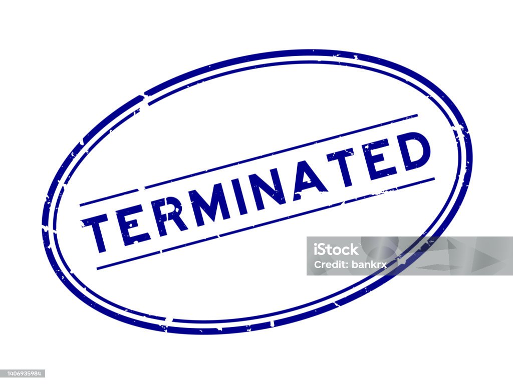 Terminited Grunge Blue Terminated Word Oval Rubber Seal Stamp On White Background ...