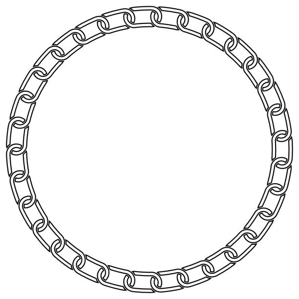 ilustrações de stock, clip art, desenhos animados e ícones de chain round frame. black necklace pattern. vector illustration. - gold chain chain circle connection