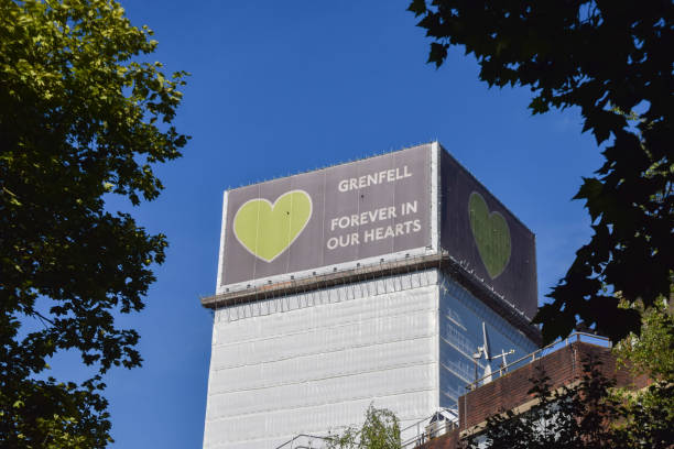 Grenfell Tower, London, UK London, UK 14th June 2022. Grenfell Tower memorial detail. cladding construction equipment photos stock pictures, royalty-free photos & images