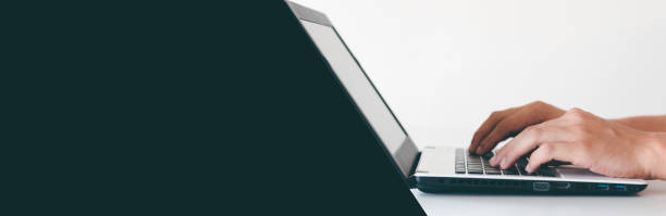 istock A person's hand is pressing a computer keyboard to make it easier to work. Put your screen in advertising.image size horizontal. 1406939988