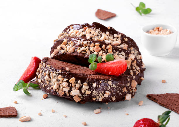 istock Sweet tacos with chocolate thin waffle and ice cream 1406940827