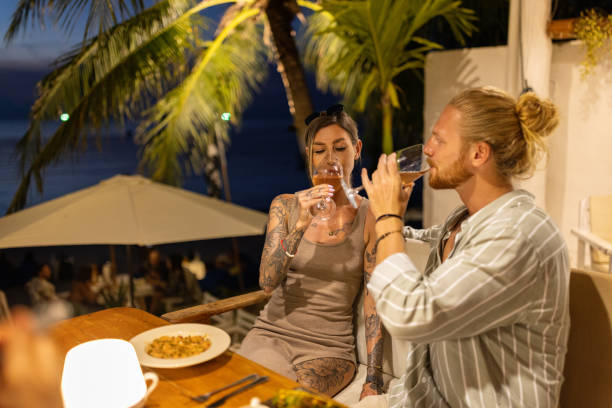 istock Caucasian couple having dinner at the restaurant 1406945146