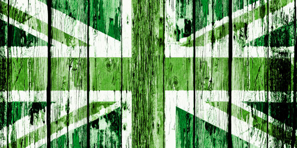 Union Jack flag representing green and environmental actions in the United Kingdom of Great Britain
