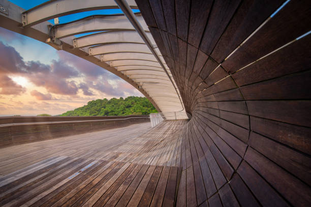 Henderson wave bridge on dramatic sky at sunset in Singapore. Henderson wave bridge on dramatic sky at sunset in Singapore. henderson waves stock pictures, royalty-free photos & images