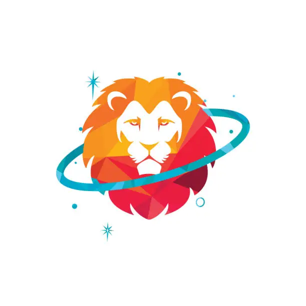 Vector illustration of Lion planet vector logo design template.
