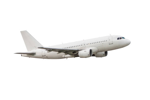 istock Passenger aircraft flying isolated on white background 1406956422