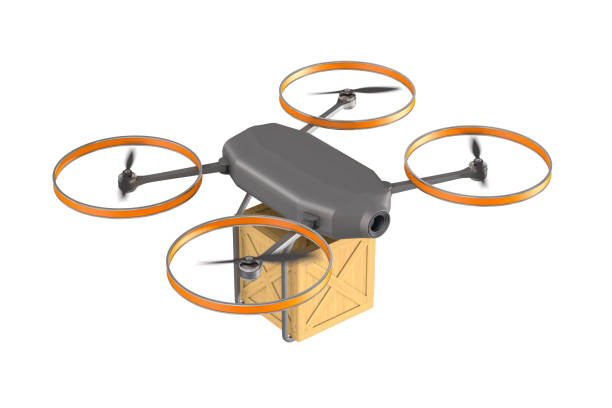 istock Drone with cargo box on white background. Isolated 3d illustration 1406956765