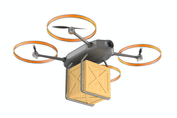istock Drone with cargo box on white background. Isolated 3d illustration 1406956766