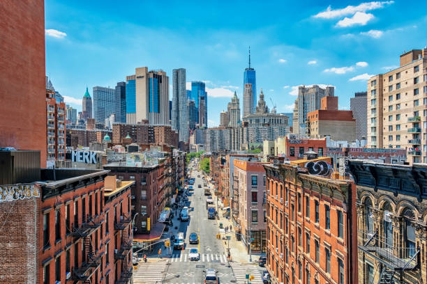 the skyline of new york city, united states - lower manhattan financial district downtown district manhattan imagens e fotografias de stock