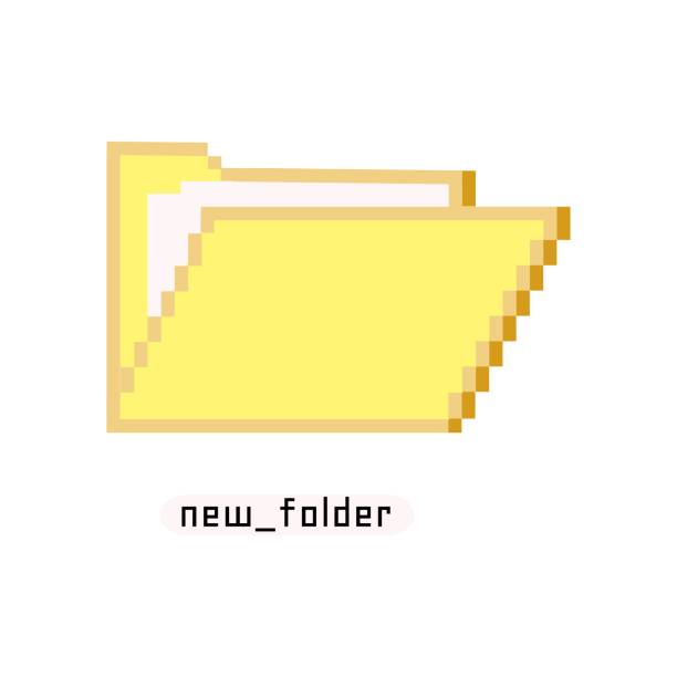 Old pc style pixel folder icon Isolated vector illustration on white background Old pc retro style pixel folder icon Isolated vector illustration on white background windows folder icon stock illustrations