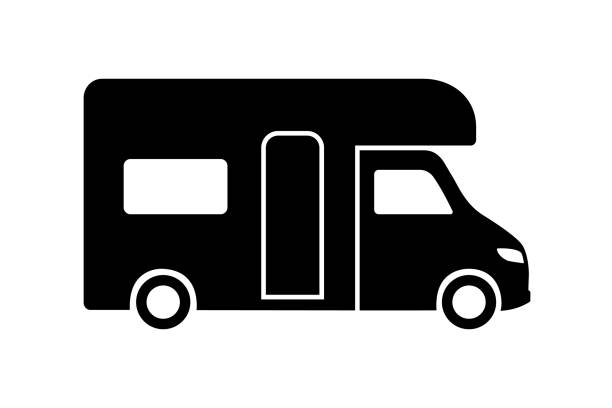 Motorhome symbol. Rv camper icon. Motorhome symbol. Rv camper icon. mobile home stock illustrations