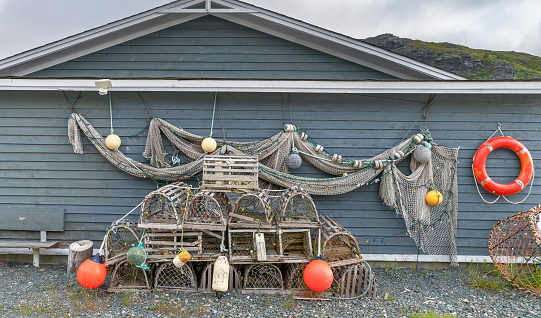 A display of fishing gear on the dock at Petty Harbour, Newfoundland