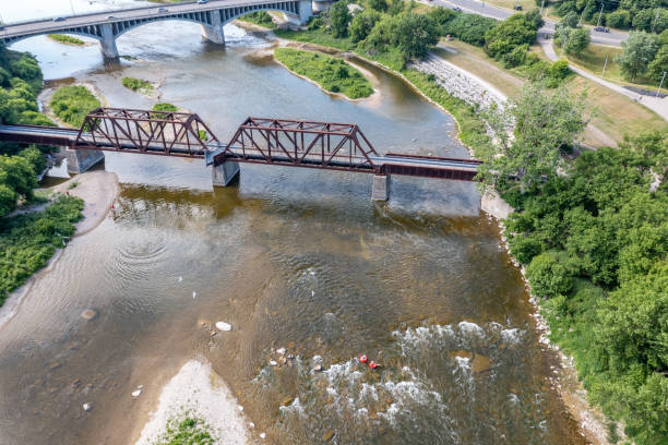 istock Aerial Rail Bridge at Grand River, Brantford, Canada 1406969799
