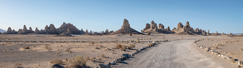Trona Pinnacles in San Bernardino County, Mojave Desert, California.