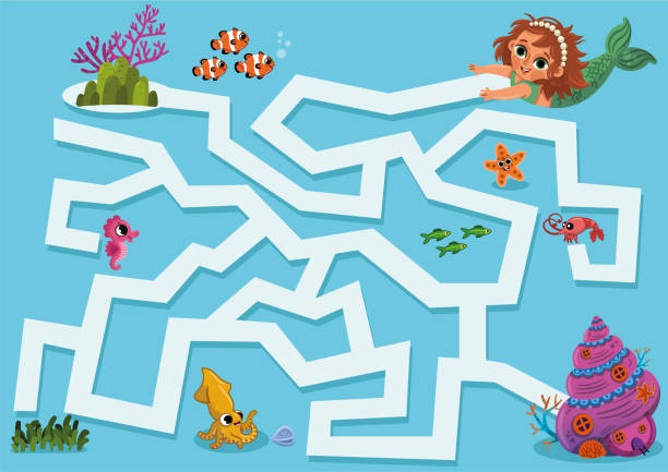stockillustraties, clipart, cartoons en iconen met maze game for kids - squid games