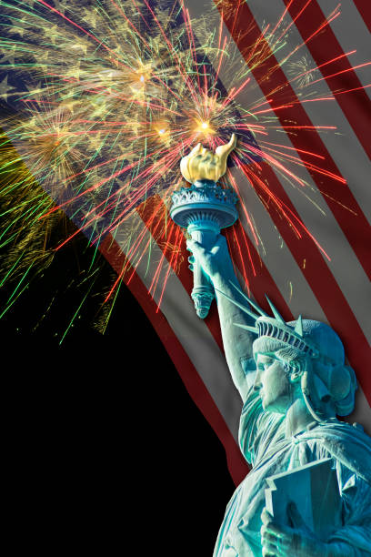 istock Lady Liberty by rockets red glare. 1406971989