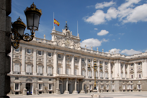 Madrid, Spain - June 26, 2007: Royal Palace in the urban center of the city of Madrid, Spain