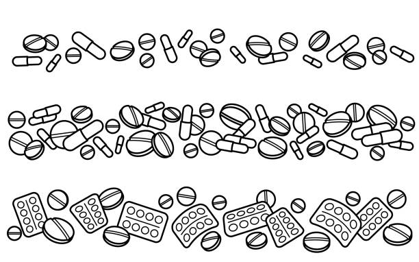 ピルセット。医療仕切り - perscription capsule frame pill点のイラスト素材／クリップアート素材／マンガ素材／アイコン素材