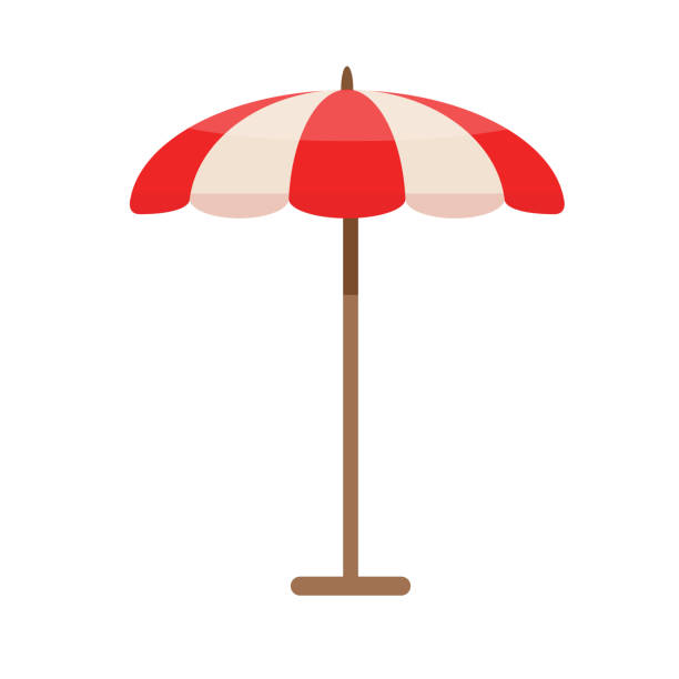 istock Beach umbrella for summer patio. Restaurant or cafe accessories. Sun protection element from sunburn. 1406982719