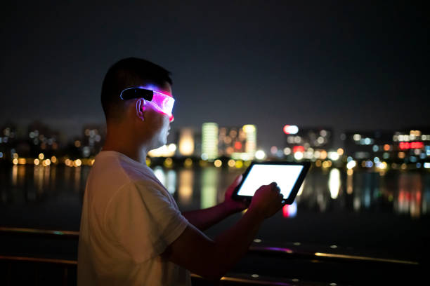 istock Virtual glasses concept game experience of tablet devices 1406982919
