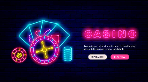 istock Casino neon landing page. Website template. Internet gambling game. Vector stock illustration 1406984675