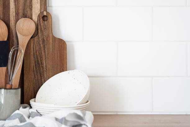 istock Utensils and kitchenware collection on wooden shelf 1406990695