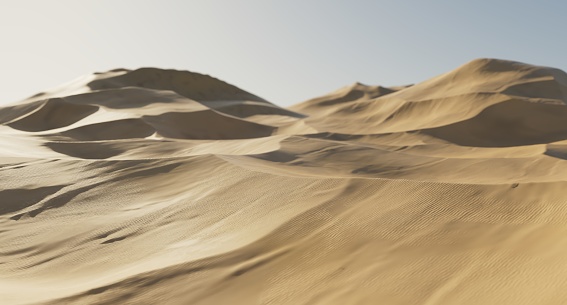Empty Hot Sahara Desert, Sand Dune
