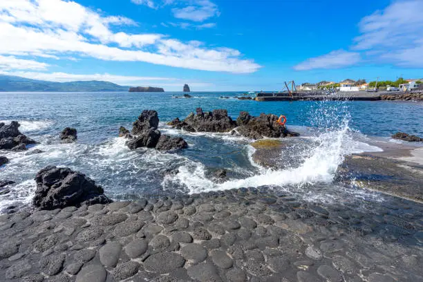 bathing area with natural pools, Pico island in the Azores archipelago.