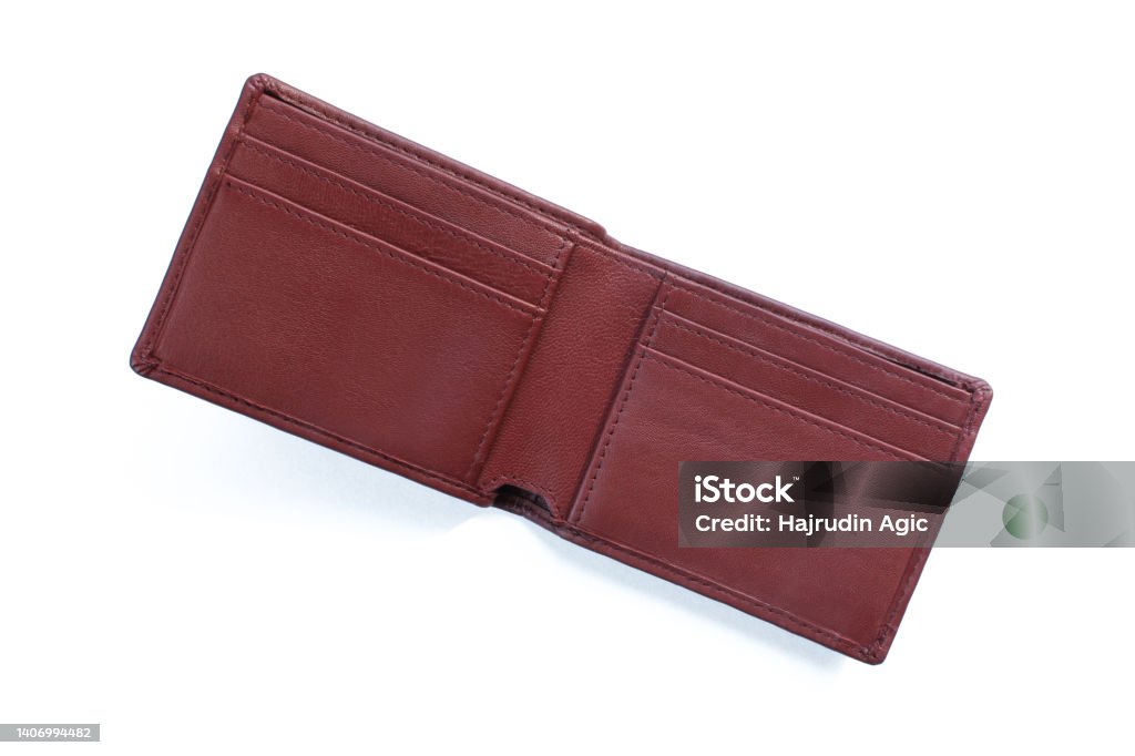 Classic leather wallet for men isolated on white background Wallet Stock Photo