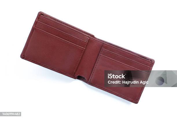 Classic Leather Wallet For Men Isolated On White Background Stock Photo - Download Image Now