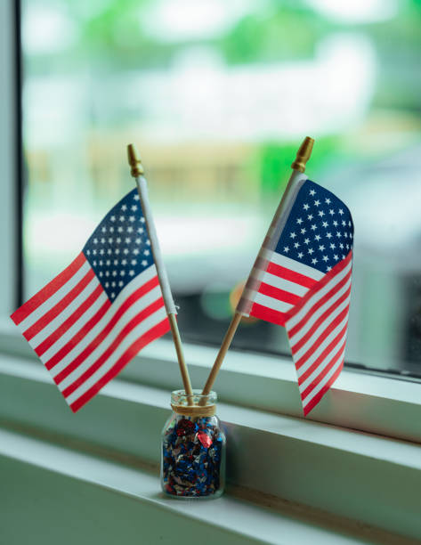 istock two american flag usa united state celebration July 4 1406995645