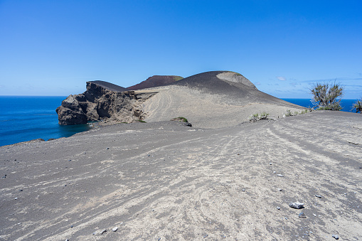 arid zone of the capelinhos volcano, island of Faial in the Azores archipelago.