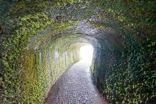 pedestrian access tunnel to the Faial caldera of the Azores archipelago