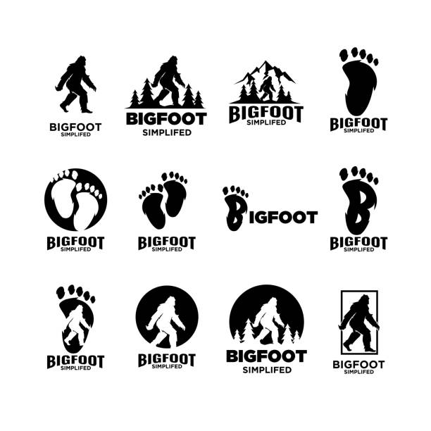 Set collection Big foot yeti Set collection big foot yeti icon design big feet cartoon stock illustrations