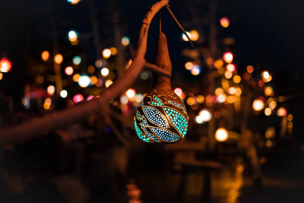 Traditional Gourd Lamp and Colorful Party Lights