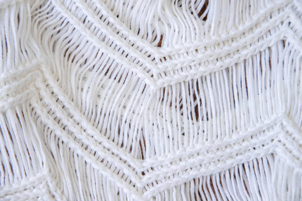 istock Background made with white knitted fabric threads making a nice and cozy texture. Abstract white image resembling a fabric. Close-up image. 1407001732