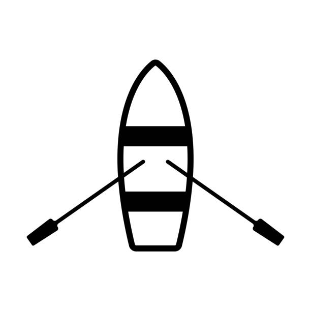 Boat icon. Black contour linear silhouette. Top view. Vector simple flat graphic illustration. Isolated object on a white background. Isolate. Boat icon. Black contour linear silhouette. Top view. Vector simple flat graphic illustration. Isolated object on a white background. Isolate. white sailboat silhouette stock illustrations