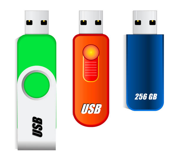 satz leerer usb-usb-laufwerk isoliert oder usb-flash-laufwerk-vorlage für werbe-branding oder flash-speicher-usb-stick. eps-vektor - usb memory stock-grafiken, -clipart, -cartoons und -symbole