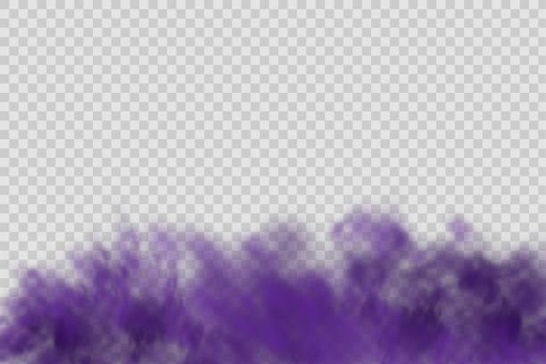 Web Realistic scary mystical  violet fog in night Halloween. Purple poisonous gas, dust and smoke effect. halloween stock illustrations