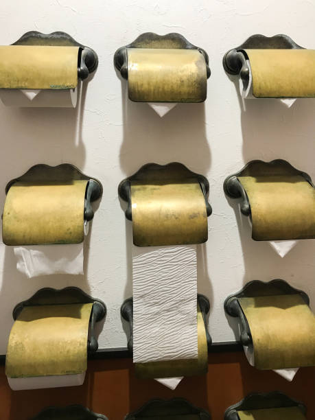 Paper rolls hanging on wall in toilet or restroom. For your hygiene and comfort. Paper rolls hanging on wall in toilet or restroom. For your hygiene and comfort. toilet sign in japanese style stock pictures, royalty-free photos & images